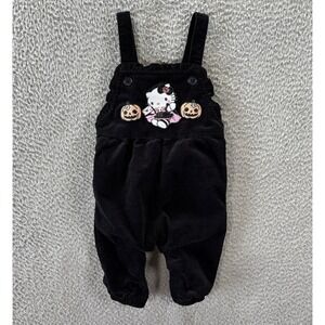 Hello Kitty Halloween Overalls Girls 6 Months Black Velvet Embroidered Pumpkin